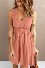 Load image into Gallery viewer, Button Front Empire Waist Sleeveless Slit Dress
