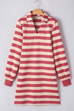 Load image into Gallery viewer, Contrast Striped Johnny Collar Long Sleeve Mini Dress
