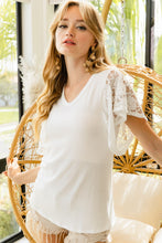 Load image into Gallery viewer, BiBi Lace Detail Ruffled V-Neck Blouse
