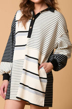 Load image into Gallery viewer, Striped Patchwork Long Sleeve Mini Dress
