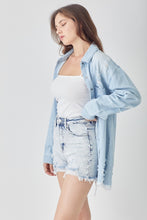 Load image into Gallery viewer, RISEN Raw Hem Distressed High Rise Denim Shorts
