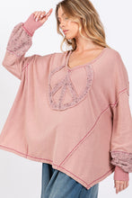 Load image into Gallery viewer, SAGE + FIG Peace Sign Mineral Wash Terry Top
