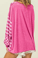 Load image into Gallery viewer, Checker &amp; Stripes Round Neck Long Sleeve Blouse
