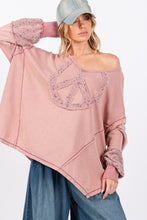 Load image into Gallery viewer, SAGE + FIG Peace Sign Mineral Wash Terry Top
