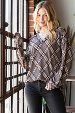 Load image into Gallery viewer, Heimish Plaid Exposed Seam V-Neck T-Shirt
