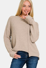 Load image into Gallery viewer, Zenana Asymmetric Hem Drop Shoulder Sweater
