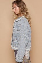 Load image into Gallery viewer, POL Star Textured Raw Hem Long Sleeve Denim Jacket
