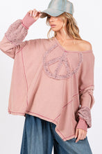 Load image into Gallery viewer, SAGE + FIG Peace Sign Mineral Wash Terry Top
