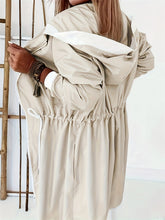 Load image into Gallery viewer, Drawstring Long Sleeve Hooded Trench Coat
