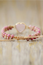 Load image into Gallery viewer, Rose Quartz Heart Beaded Bracelet
