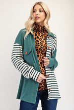 Load image into Gallery viewer, Celeste Full Size Striped Button Up Dropped Shoulder Shacket
