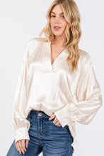 Load image into Gallery viewer, SAGE + FIG Notched Long Sleeve Blouse
