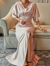 Load image into Gallery viewer, Devine Slit Animal Print V-Neck Half Sleeve Dress
