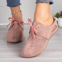 Load image into Gallery viewer, Lace-Up Round Toe Wedge Sandals
