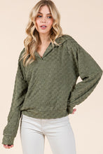 Load image into Gallery viewer, BOMBOM Fuzzy Checkered Collared Neck Sweatshirt with Side Pockets
