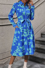 Load image into Gallery viewer, Printed Button Up Tie Waist Dress
