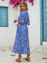 Load image into Gallery viewer, Slit Printed V-Neck Half Sleeve Dress
