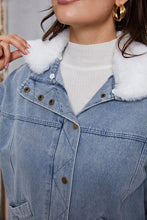 Load image into Gallery viewer, Snap Down Collared Neck Denim Jacket
