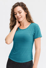 Load image into Gallery viewer, Breathable Cutout Curved Hem Tee Shirt
