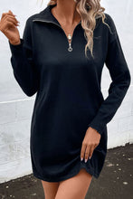 Load image into Gallery viewer, Quarter-Zip Dropped Shoulder Knit Dress
