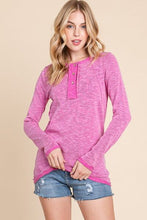 Load image into Gallery viewer, Reborn J Contrast Trim Half Button Long Sleeve T-Shirt
