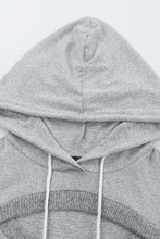 Load image into Gallery viewer, Cutout Ribbed Trim Drawstring Hoodie
