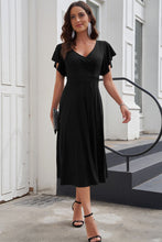 Load image into Gallery viewer, Flutter Sleeve Surplice Midi Dress
