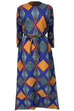 Load image into Gallery viewer, Geometrical Print Accordion Pleated Three-Quarter Sleeve Dress
