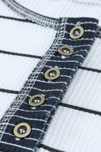 Load image into Gallery viewer, Striped Waffle Knit Henley Long Sleeve Top

