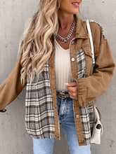 Load image into Gallery viewer, Plaid Button Up Dropped Shoulder Jacket
