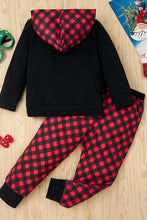 Load image into Gallery viewer, Girls Reindeer Plaid Hoodie and Pants Set
