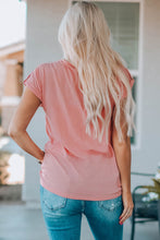 Load image into Gallery viewer, Women Buttoned Roll-Tab Sleeve Tee Shirt
