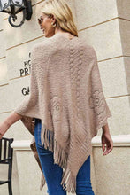 Load image into Gallery viewer, Pearl Trim Fringe Hem Poncho
