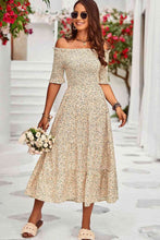 Load image into Gallery viewer, Printed Off-Shoulder Half Sleeve Midi Dress
