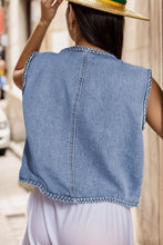 Load image into Gallery viewer, Open Front Sleeveless Denim Jacket
