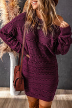 Load image into Gallery viewer, Cable-Knit Boat Neck Sweater Dress
