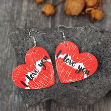 Load image into Gallery viewer, I LOVE YOU Heart Leather Earrings
