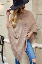 Load image into Gallery viewer, Pearl Trim Fringe Hem Poncho
