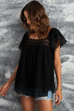 Load image into Gallery viewer, Spliced Lace Tie-Back Babydoll Top
