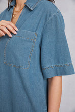 Load image into Gallery viewer, Pocketed Collared Neck Mini Denim Dress
