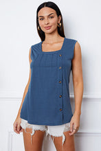 Load image into Gallery viewer, Square Neck Decorative Button Tank
