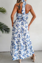 Load image into Gallery viewer, Floral Tie Waist Backless Maxi Dress
