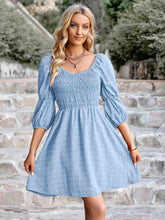 Load image into Gallery viewer, Swiss Dot Smocked Scoop Neck Dress
