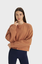 Load image into Gallery viewer, Textured Dropped Shoulder Sports Top
