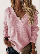 Load image into Gallery viewer, V-Neck Long Sleeve Knit Top
