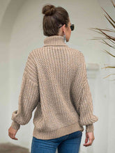 Load image into Gallery viewer, Turtleneck Cable-Knit Dropped Shoulder Sweater
