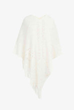 Load image into Gallery viewer, Pearl Trim Fringe Hem Poncho
