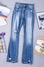 Load image into Gallery viewer, Distressed Flared Jeans with Pockets
