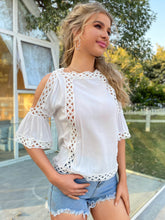 Load image into Gallery viewer, Crochet Crewneck Split Sleeve Top
