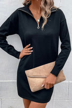 Load image into Gallery viewer, Quarter-Zip Dropped Shoulder Knit Dress
